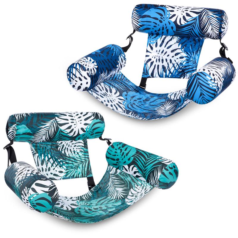 Inflatable Pool Float Chair with Headrest & Armrests - Mesh Lounge Hammock for Pool, Lake & Beach