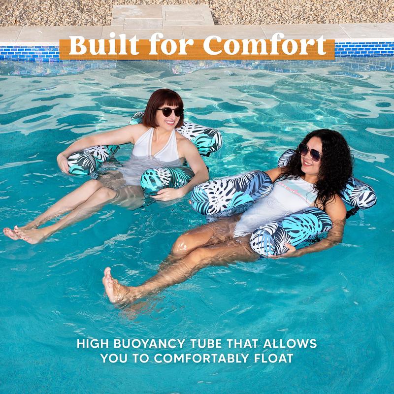 Inflatable Pool Float Chair with Headrest & Armrests - Mesh Lounge Hammock for Pool, Lake & Beach