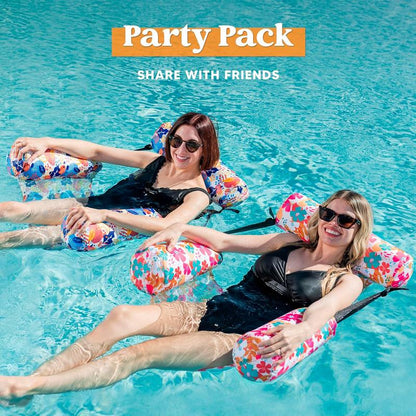Inflatable Pool Float Chair with Headrest & Armrests - Mesh Lounge Hammock for Pool, Lake & Beach