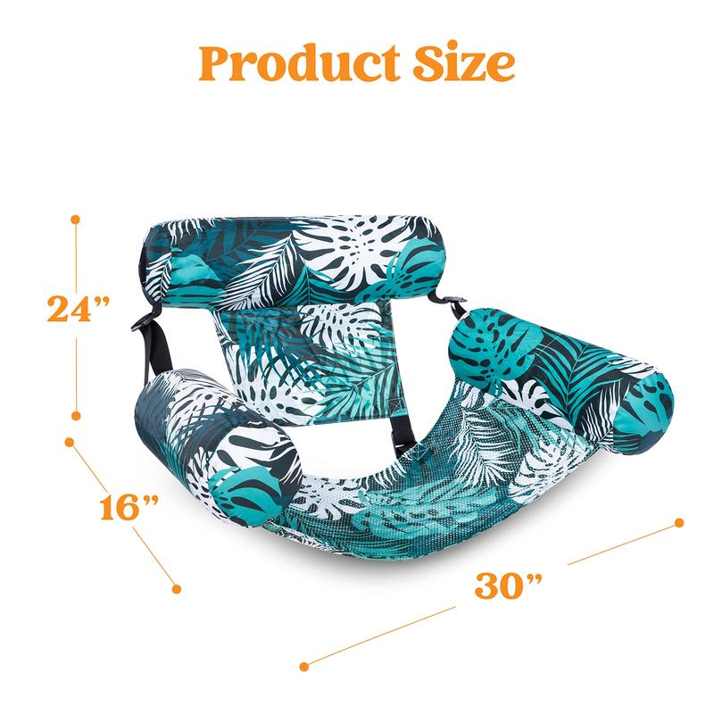 Inflatable Pool Float Chair with Headrest & Armrests - Mesh Lounge Hammock for Pool, Lake & Beach