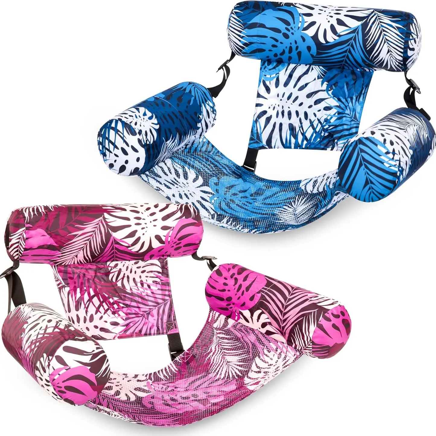 Inflatable Pool Float Chair with Headrest & Armrests - Mesh Lounge Hammock for Pool, Lake & Beach