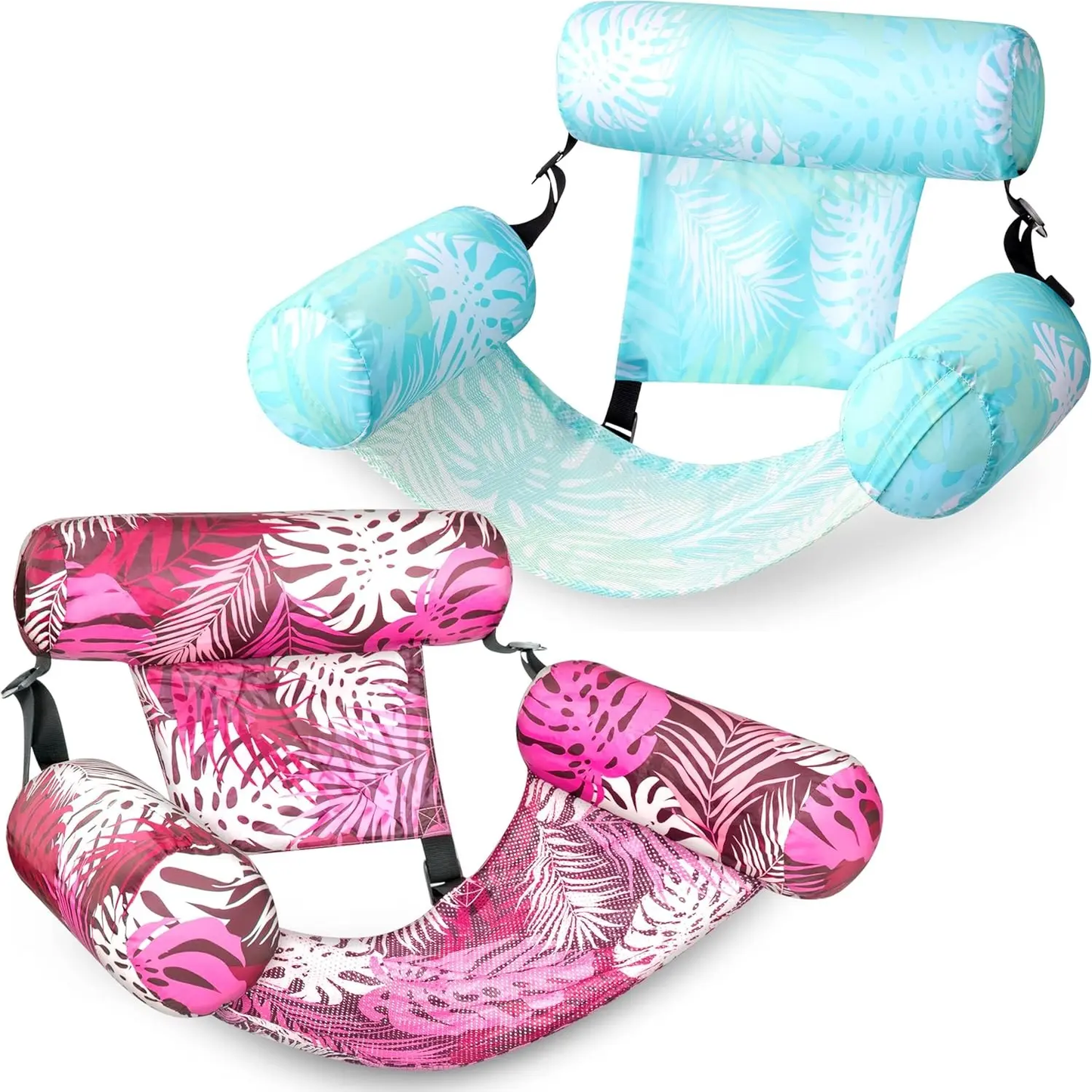 Inflatable Pool Float Chair with Headrest & Armrests - Mesh Lounge Hammock for Pool, Lake & Beach